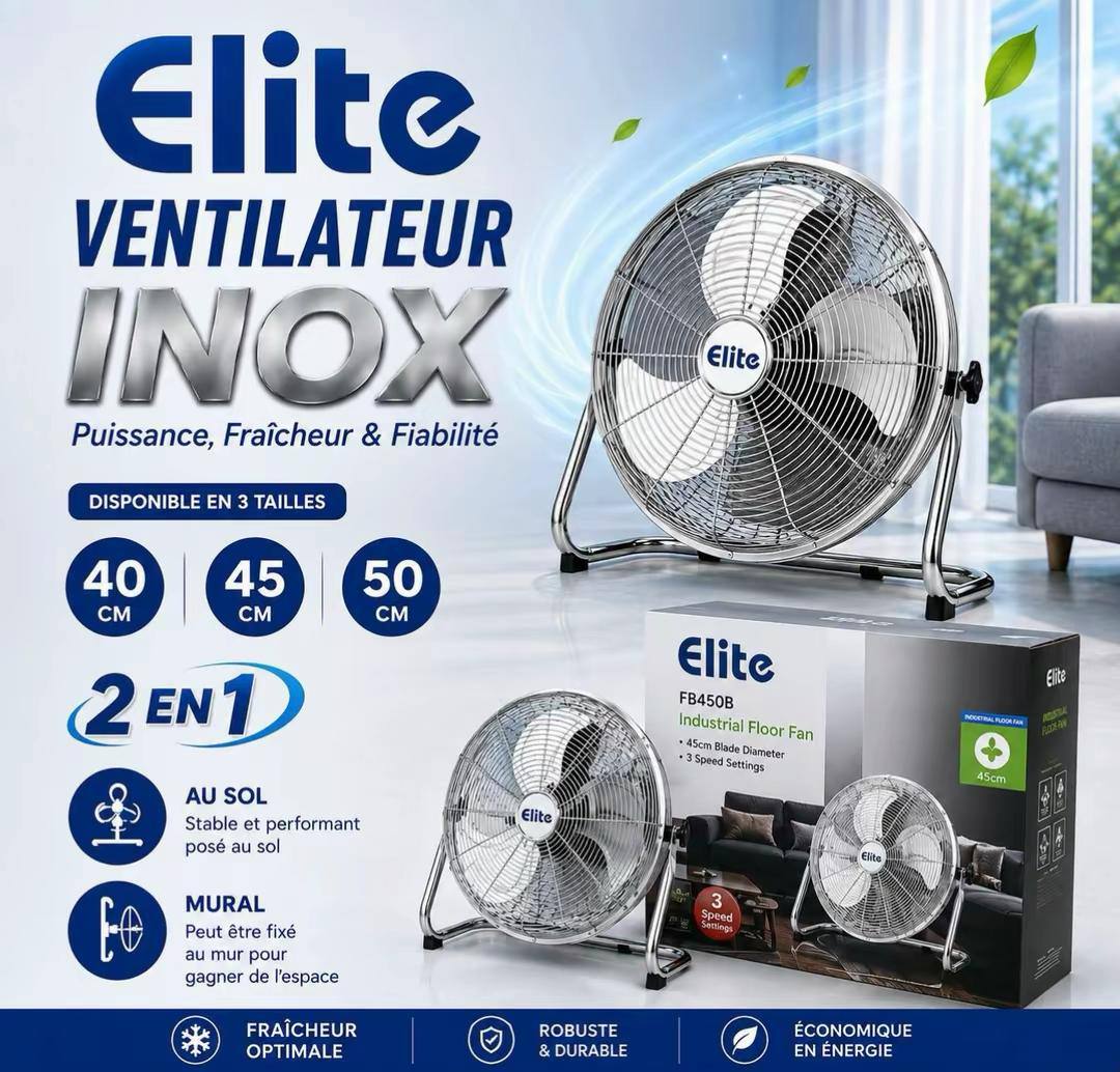 Elite Ventilateur INOX 2en1 45cm